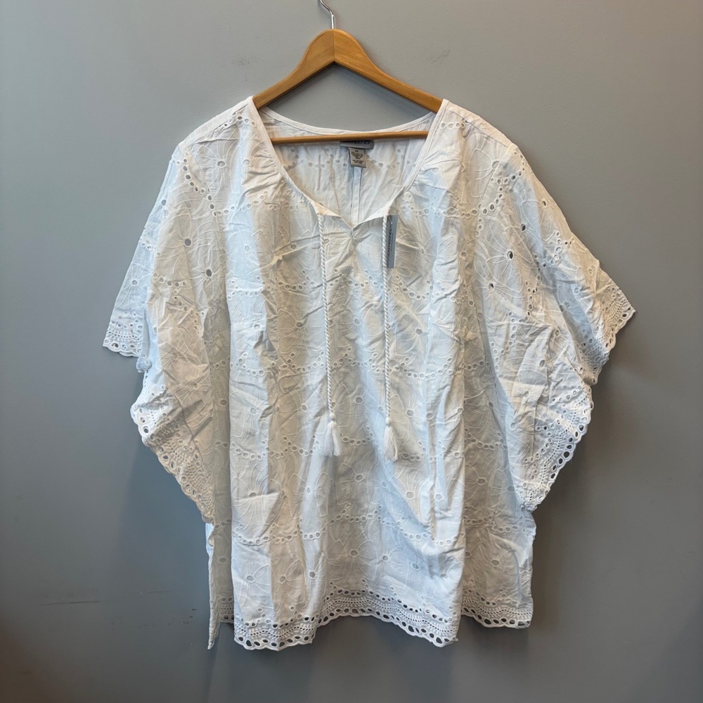 NWT Catherines 4X White Eyelet Cotton Top